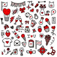 Valentines day love doodles.Vector illustration in doodle style. Design for Valentines Day,wedding, Greeting Cards vector