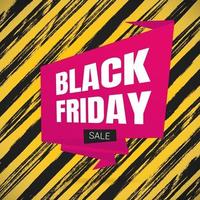 Black friday sale inspiration poster, big pink ribbon banner vector