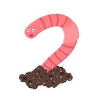 Earthworm cartoon character icon sigh. Worm with face expression vector