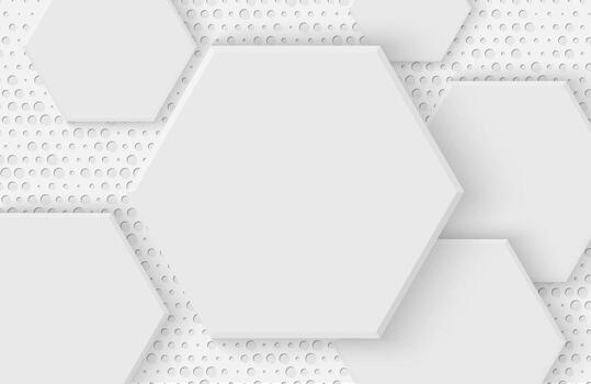 Elegante fondo blanco con composición de forma geométrica hexagonal vector