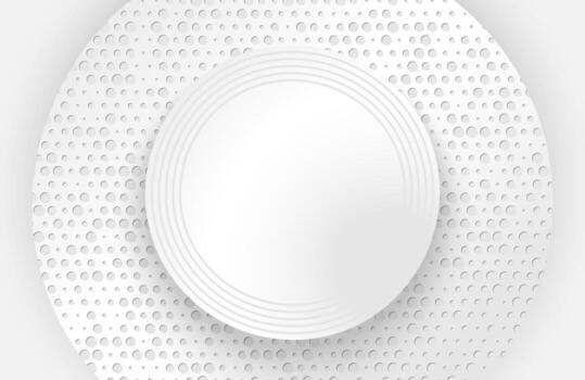 Fondo de corte de papel blanco minimalista y moderno moderno con forma de círculo realista elegante diseño plateado vector