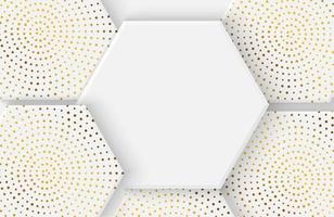 Elegant White background with hexagon geometric shape composition Minimalist modern design with gold sparkle element vector