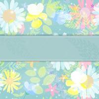 Abstract Natural Spring Background with Flowers and Leaves. Vector Illustration