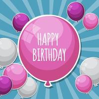 Color Glossy Happy Birthday Balloons Banner Background Vector Illustration