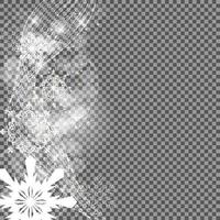 Falling Shining Snowflakes and Snow on Transparent Background. Christmas, Winter and New Year Background. Realistic Vector illustration for Your Design