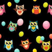 Cute Owl Seamless Pattern Background Vector Illustration