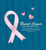 Ilustración de vector de cinta rosa de conciencia de cáncer de mama