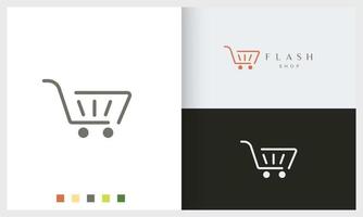 shop or trolley logo template with simple shape