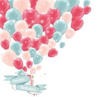 Color Glossy Happy Birthday Balloons Banner Background Vector Illustration