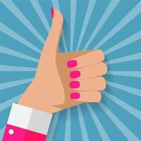 Flat Design Thumbs Up Background . Vector Illustration