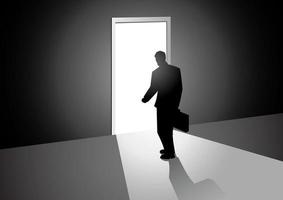 Man Walking Into A Bright Door vector