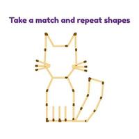Vector illustration. Game for preschool children. Take the matches and repeat the picture. catVector illustration. Game for preschool children. Take the matches and repeat the picture. cat