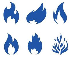 abstract Fire torch Collection Blue design icon illustration with White Background vector