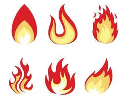 Fire torch Collection Flaming on White Background illustration abstract design vector