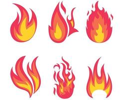 Collection fire Flaming torch on Background white abstract illustration design vector