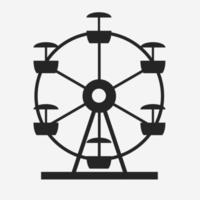 Ferris Wheel Icon Silhouette. Entertainment Round Attraction. Vector Illustration
