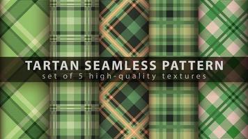 Set tartan textile seamless pattern. Hand draw