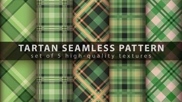 Set tartan textile seamless pattern. Hand draw vector