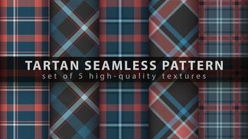 Set tartan textile seamless pattern. Hand draw vector