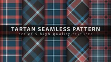 Set tartan textile seamless pattern. Hand draw