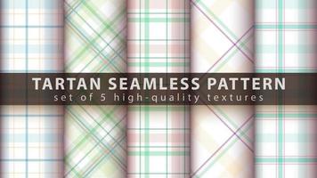 Set tartan textile seamless pattern. Hand draw vector