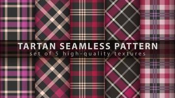 Set tartan textile seamless pattern. Hand draw