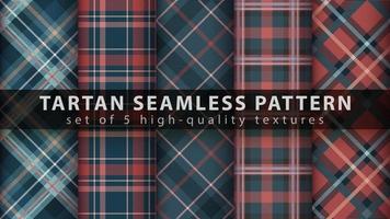 Set tartan textile seamless pattern. Hand draw
