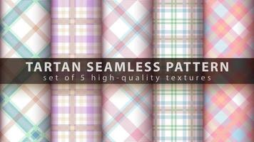 Set tartan textile seamless pattern. Hand draw vector