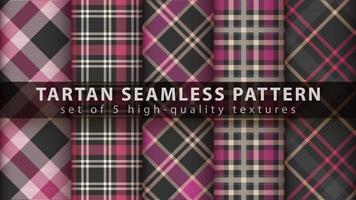 Set tartan textile seamless pattern. Hand draw vector