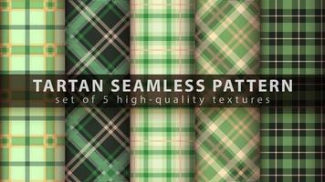 Set tartan textile seamless pattern. Hand draw vector