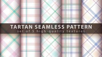 Set tartan textile seamless pattern. Hand draw vector