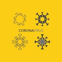 corona virus logo vector de virus, logo de vacuna, icono de bacteria de infección y peligro de atención médica distanciamiento social pandemia covid 19