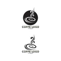 diseño de icono de vector de plantilla de logotipo de taza de café y café negro