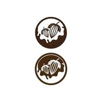 chocolate logo and cocoa icon and vector design nut and nut delicious