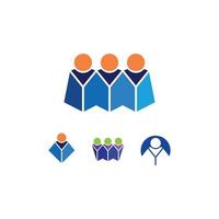 logotipo de personas, equipo, trabajo exitoso de personas, grupo y comunidad, logotipo de empresa y negocio de grupo y cuidado de diseño, icono familiar logotipo de éxito vector