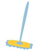 Floor mop. Household cleaning utensil. Mop with a microfiber cloth wipes the floor. Vector illustration isolated on a white background