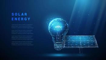 Abstract blue solar panel with light bulb vector