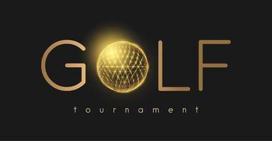 concepto de torneo de golf con pelota de golf dorada vector