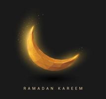 Abstract golden crescent. Ramadan Kareem background. Low poly style vector