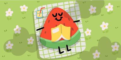 Cozy Sleeping Watermelon Outdoor Doodle Illustration vector