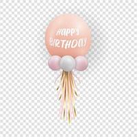 globo rosa brillante realista sobre fondo transparente. Decoraciones de globos de fiesta bodas, cumpleaños, celebraciones y aniversarios. ilustración vectorial. vector