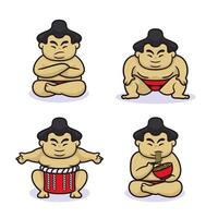 Sumo wrestler design cute style vector