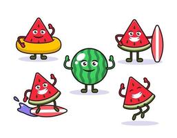 Summer cute watermelon mascot vector