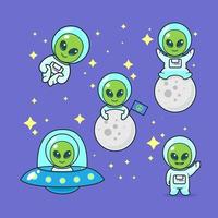 Cute alien illustration vector
