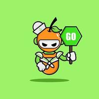 robot naranja con uniforme azul marino vector