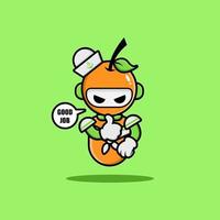 Orange robot wearing navy uniform vector