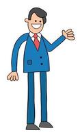 Cartoon Happy Businessman Standing Vector Illustration