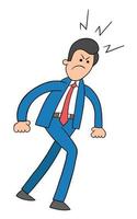 Cartoon Business Man Walking Angry Vector Illustration