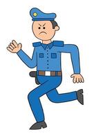 policía de dibujos animados enojado y corriendo ilustración vectorial vector