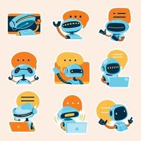 Artificial Intelligence Chatbot Stickers Collection vector